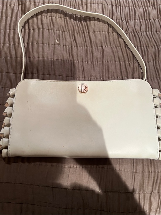 The Row Handbags - The Row Cream Leather Shoulder Bag with Rose Gold Logo
